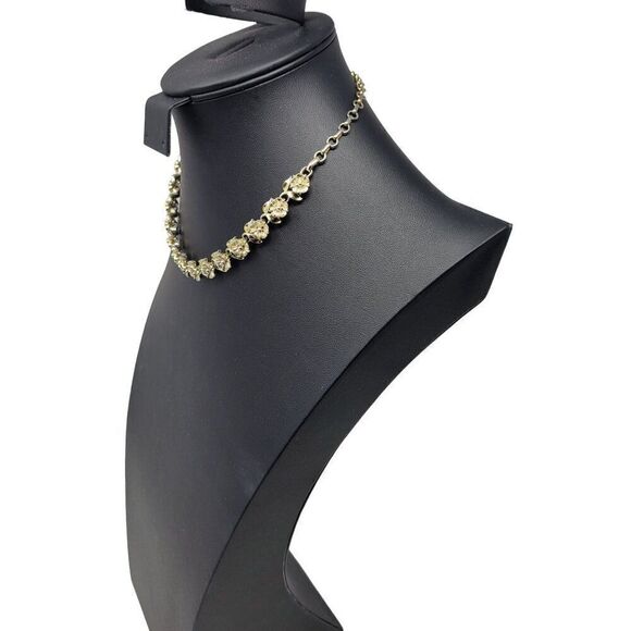 Vintage 70s Signed Lisner Gold Tone 3D Flower Link Collar Chocker Necklace Glam - Picture 8 of 15